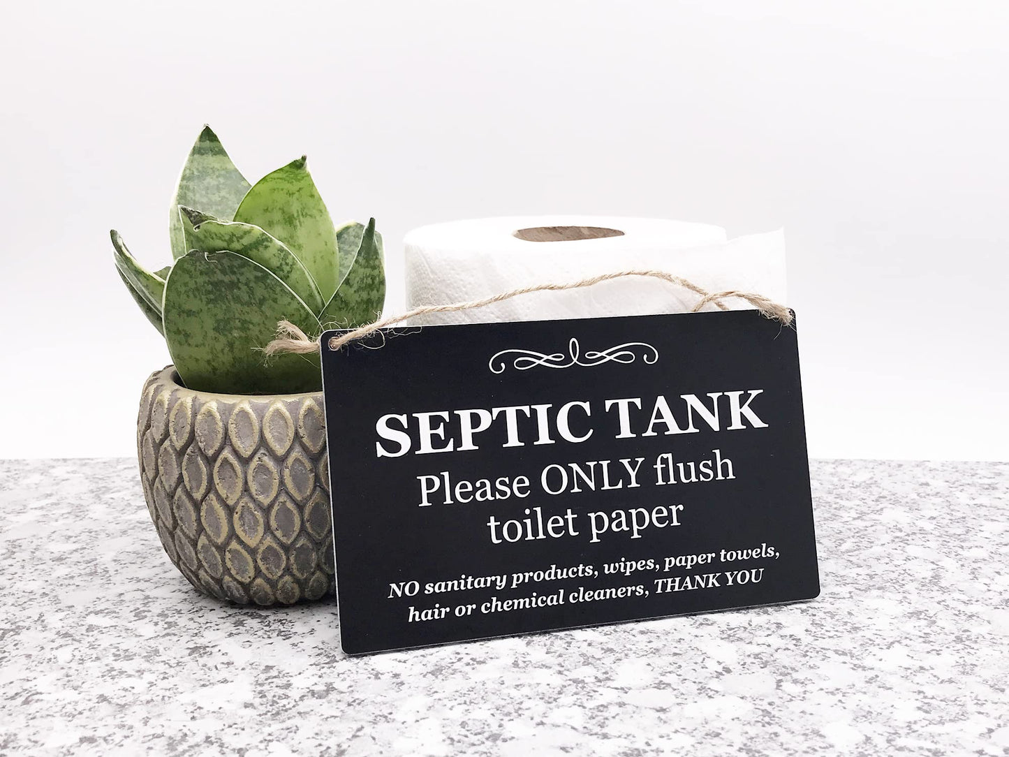 Septic Tank Sign | Stylish and Bold | Black and White | Information Notice for Toilet | Bathroom | W.C | Only Flush Toilet Paper | Guesthouse Notice | Self-Catering Property