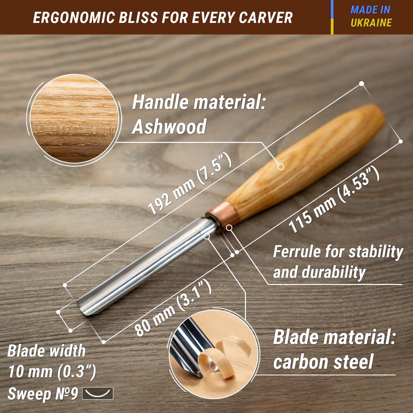 BeaverCraft Wood Carving Gouge K9/10 Woodworking Hand Chisel Compact Wood Carving Knife for Beginners and Profi