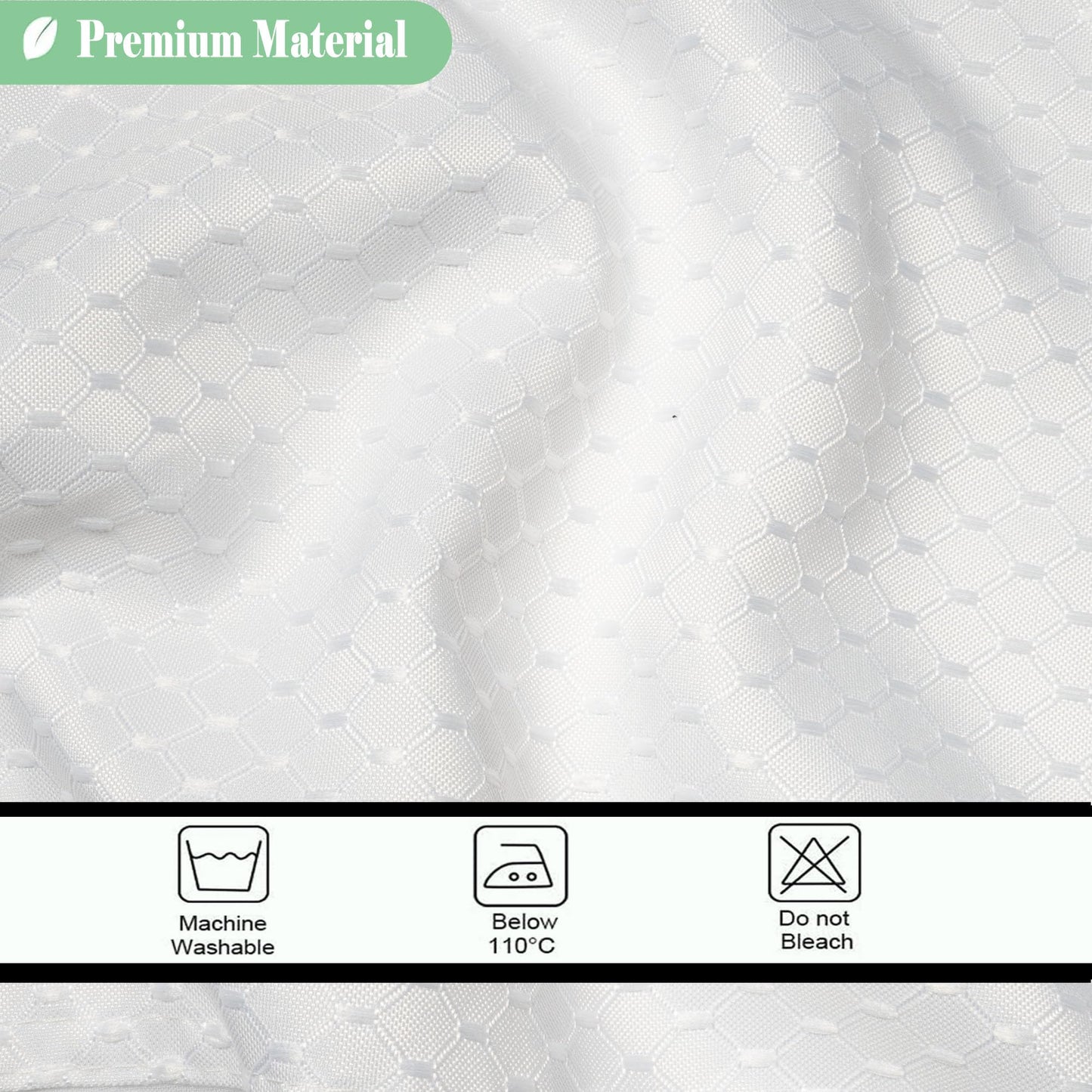 UFRIDAY Waffle Weave Fabric Shower Curtain with Mesh Window, Heavy Duty Decorative Bathroom Curtain with White Pique Pattern, Spa-Like Hotel Luxury, Water-Repellent,72 x 72 Inches