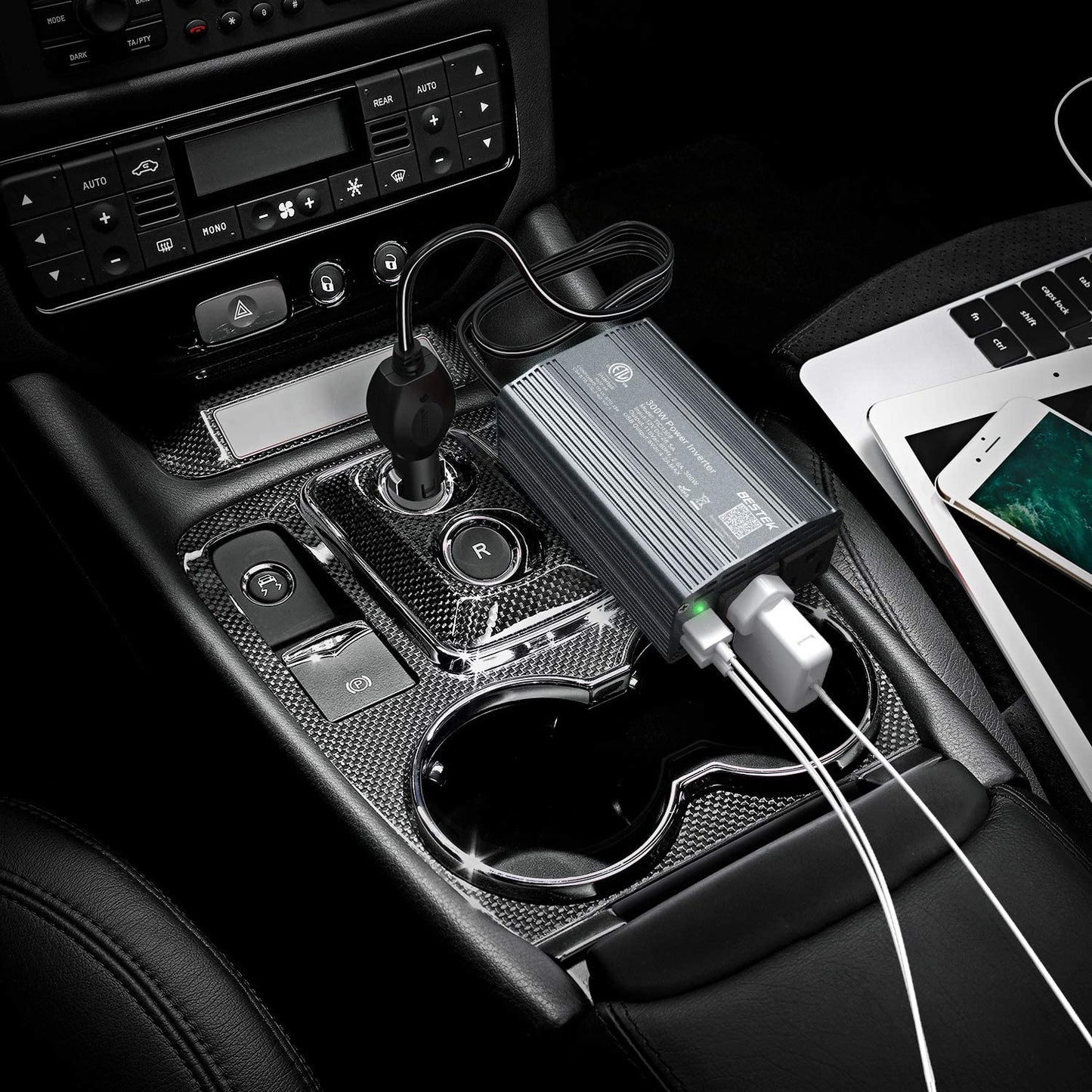 BESTEK 300W Power Inverter DC 12V to 110V AC Car Inverter with 4.2A Dual USB Car Adapter (Grey)