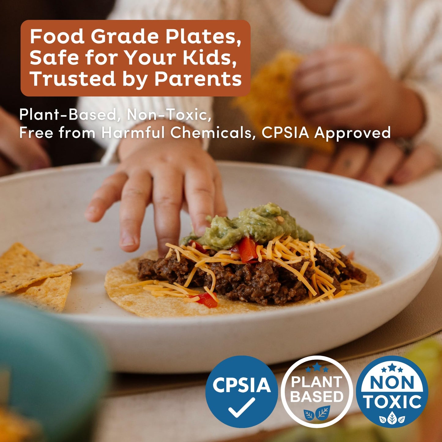 Nook Theory Reusable Wheat Straw Plates 8 Pcs - Non Toxic Kids and Toddler Plate, Microwavable, Dishwasher Safe and Unbreakable Dinnerware (Meadow 9")