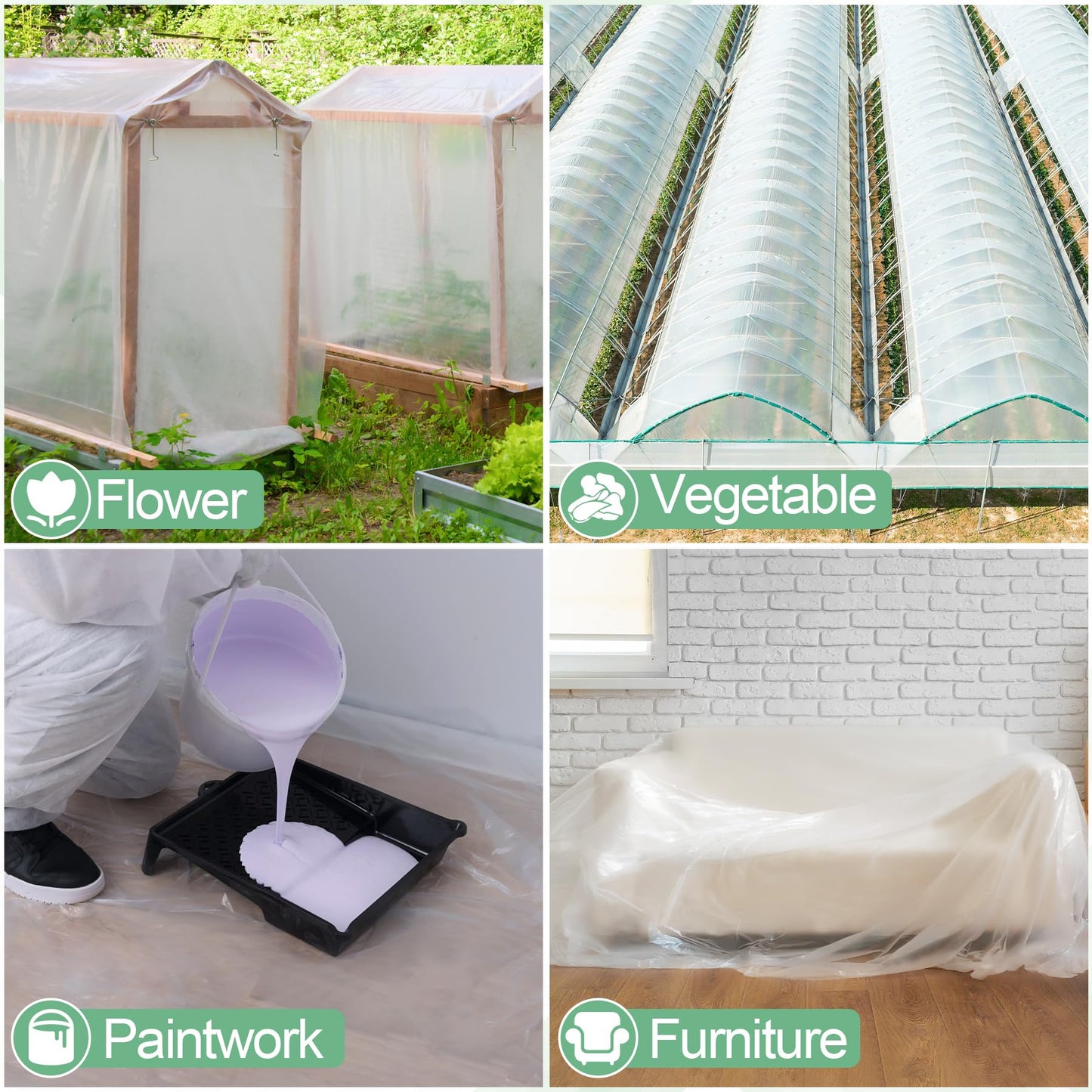 8 x 26 FT Clear Greenhouse Plastic Sheeting, 6 Mil Polyethylene Film Heavy Duty, Water Sun Frost Wind Dust Resistant Winter Hoop House Toughness Plastic Cover for Farming, Gardening, Agriculture, DIY