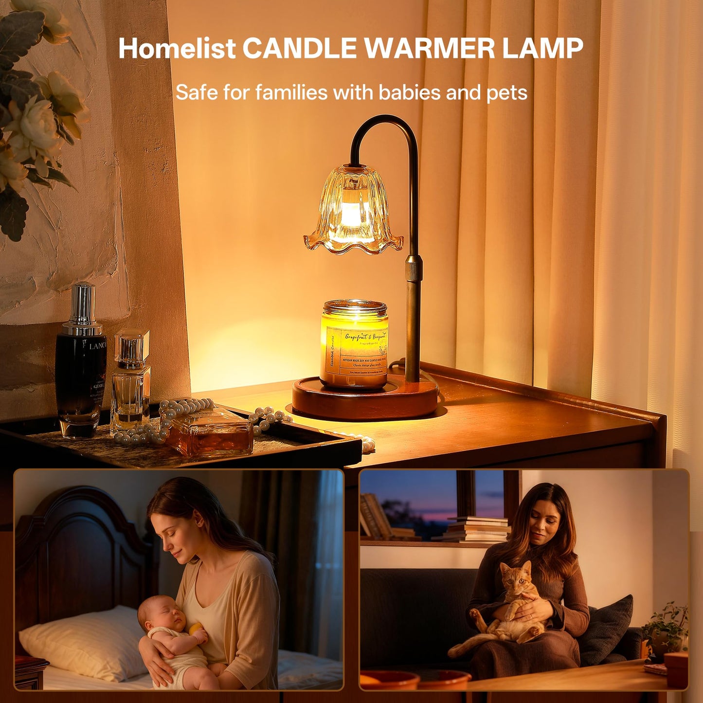 Dimmable Candle Wax Warmer, Homelist Candle Warmer Lamp with Timer for New Home, Mondern Warmers Flower Lamp, House Warming Gifts for Sister, Women, Mom, Girlfriend, Couple