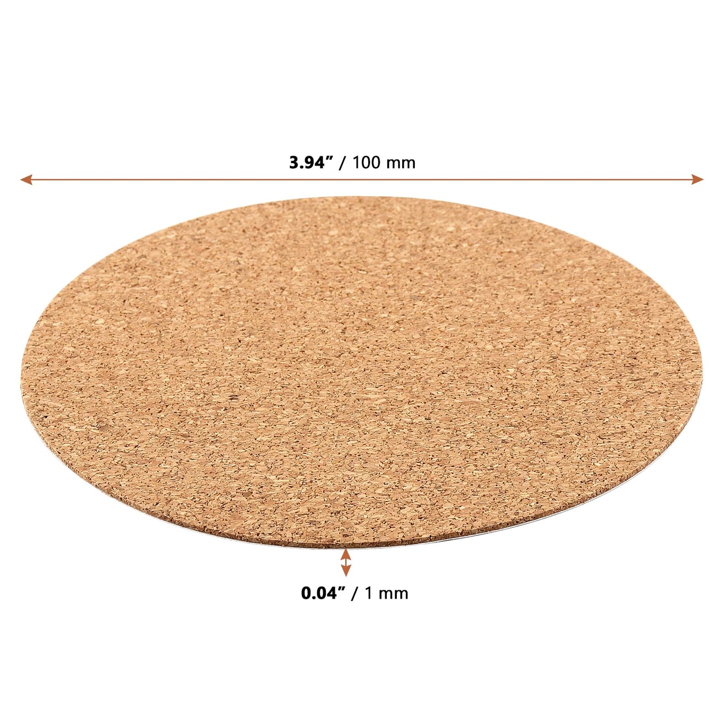 200 PCS Round Self Adhesive Cork Coasters Bulk, 4 Inch Cork Pads Tiles for DIY Crafts, Home Bar, Table Protection (100mm, Brown)