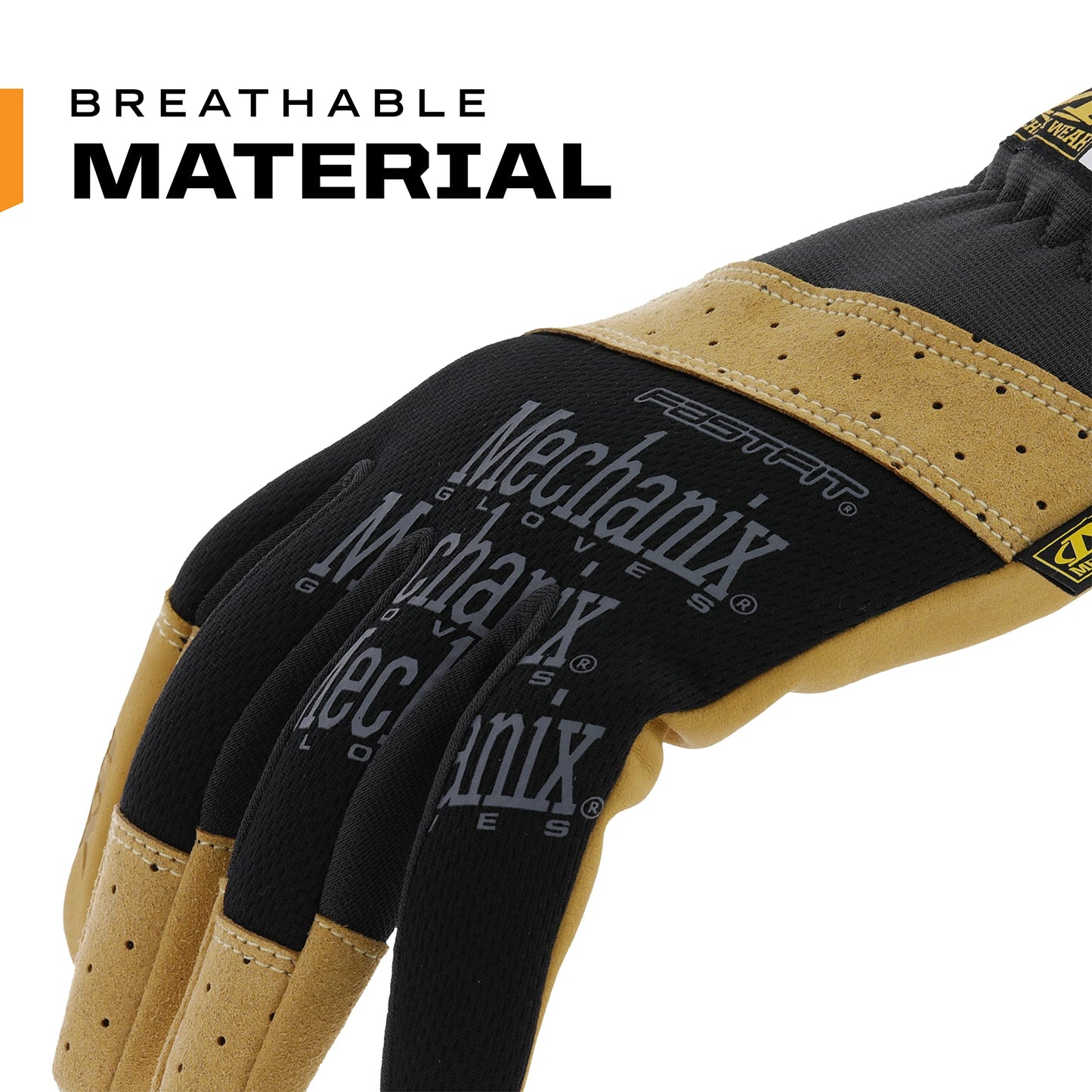 Mechanix Wear: Material4X FastFit Synthetic Leather Work Gloves - Abrasion Resistant (Small, Brown/Black)