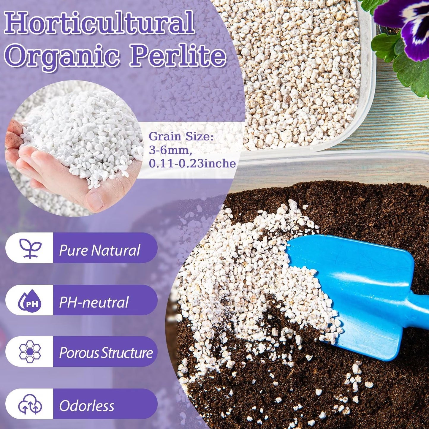 Riare 10 litres Organic Perlite for Plants - Horticultural Perlite Soil Amendment for Plants Potting Mix, Improve Root Growth, Drainage and Ventilation