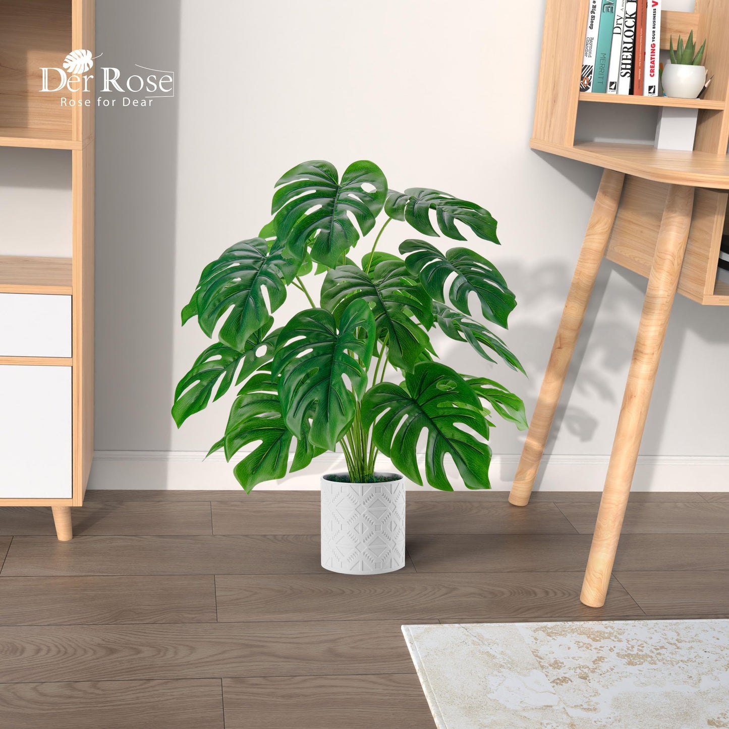 Der Rose Artificial Monstera Plants Large 28 Inch Flower Pots for Home Bedroom Living Room Decor