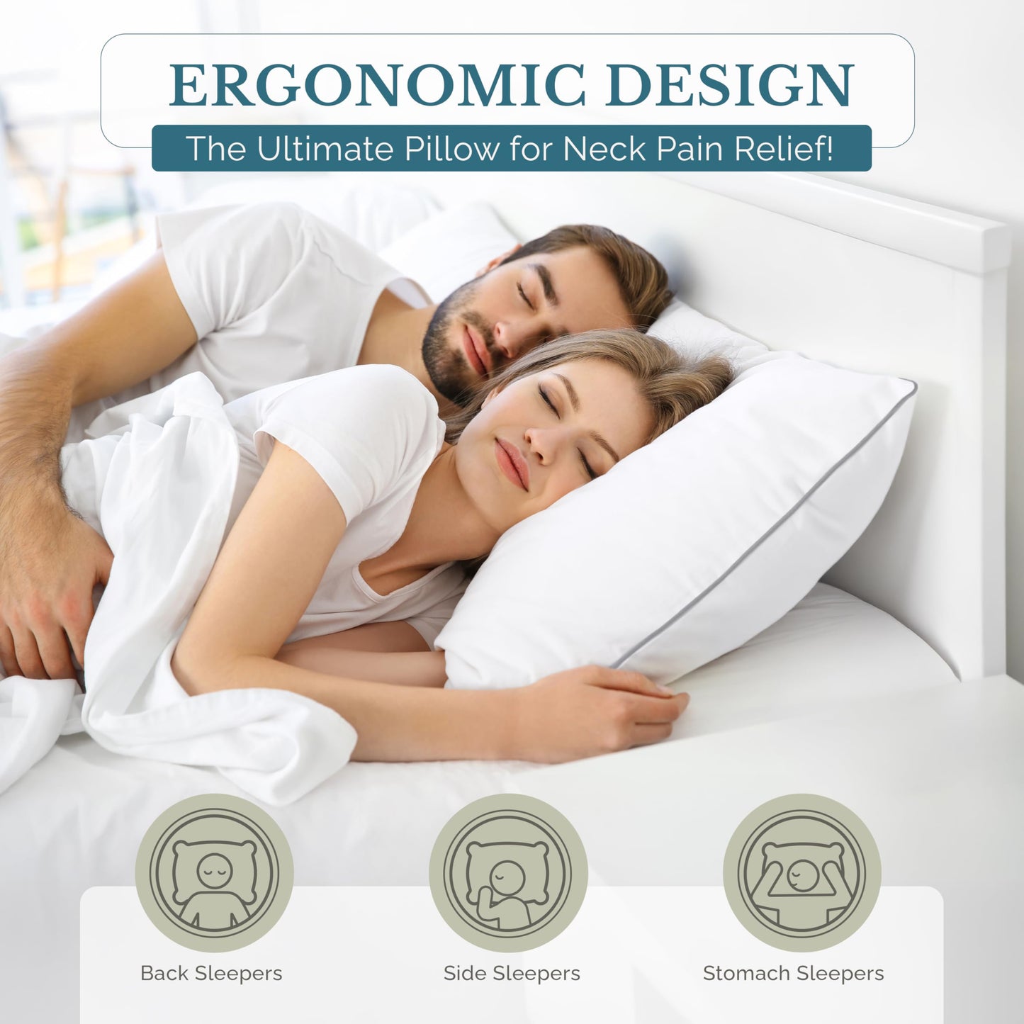 Casa Platino Bed Pillows Standard Size 2 Pack (20x26) - Down Alternative Sleeping Pillows, Hotel Quality, Hypoallergenic & Supportive for Side & Back Sleepers