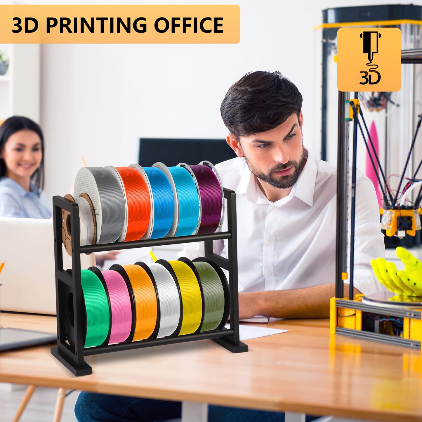 3D Printer Filament Storage Rack Desktop, Wooden 3D Printer Filament Spool Holder Stand