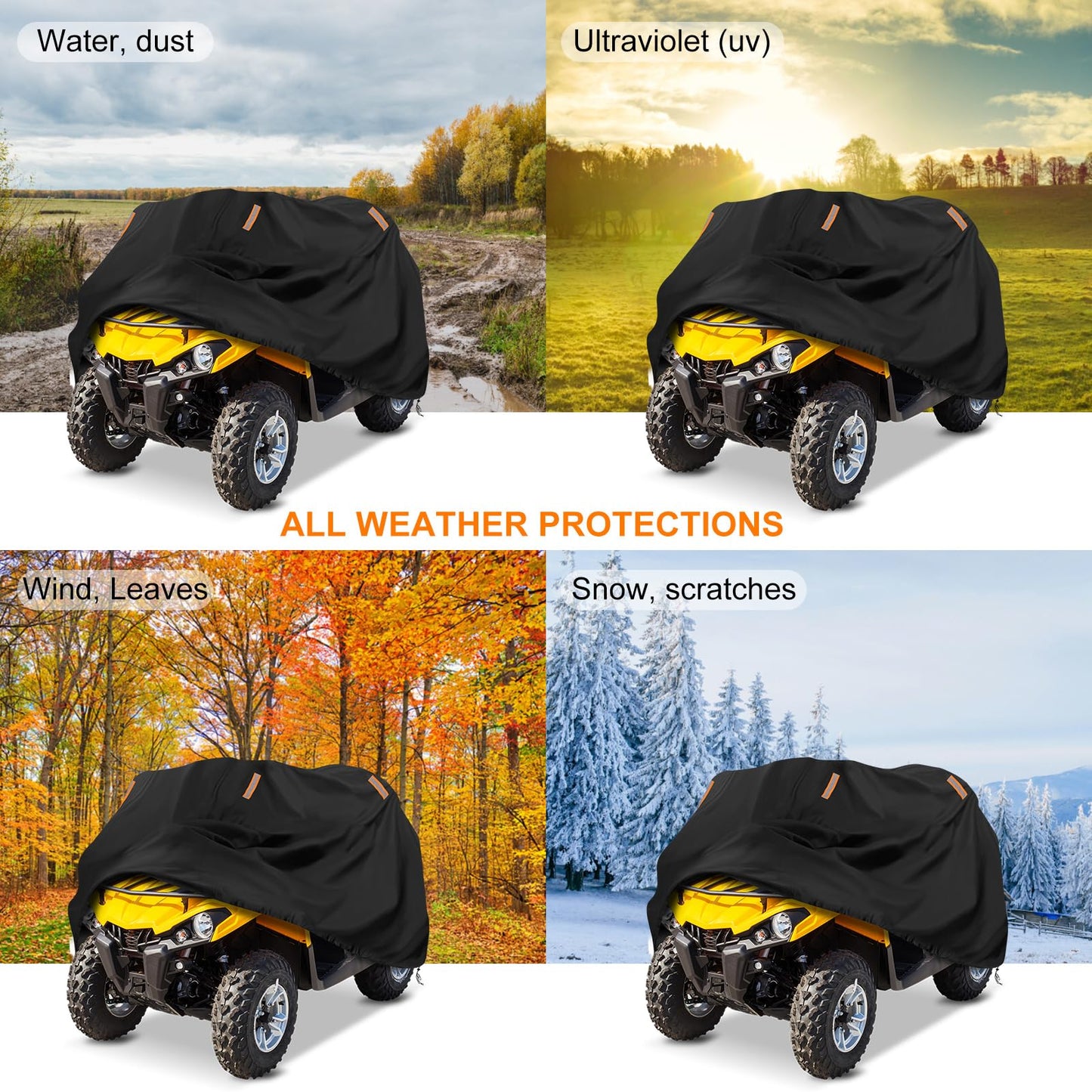 XXXL ATV Cover, Heavy Duty 4 Wheeler Covers, 420D Oxford Cloth Waterproof All Weather Protection Cover Fits up to 100" for Most Snowmobiles Cover, Polaris Kawasaki Suzuki