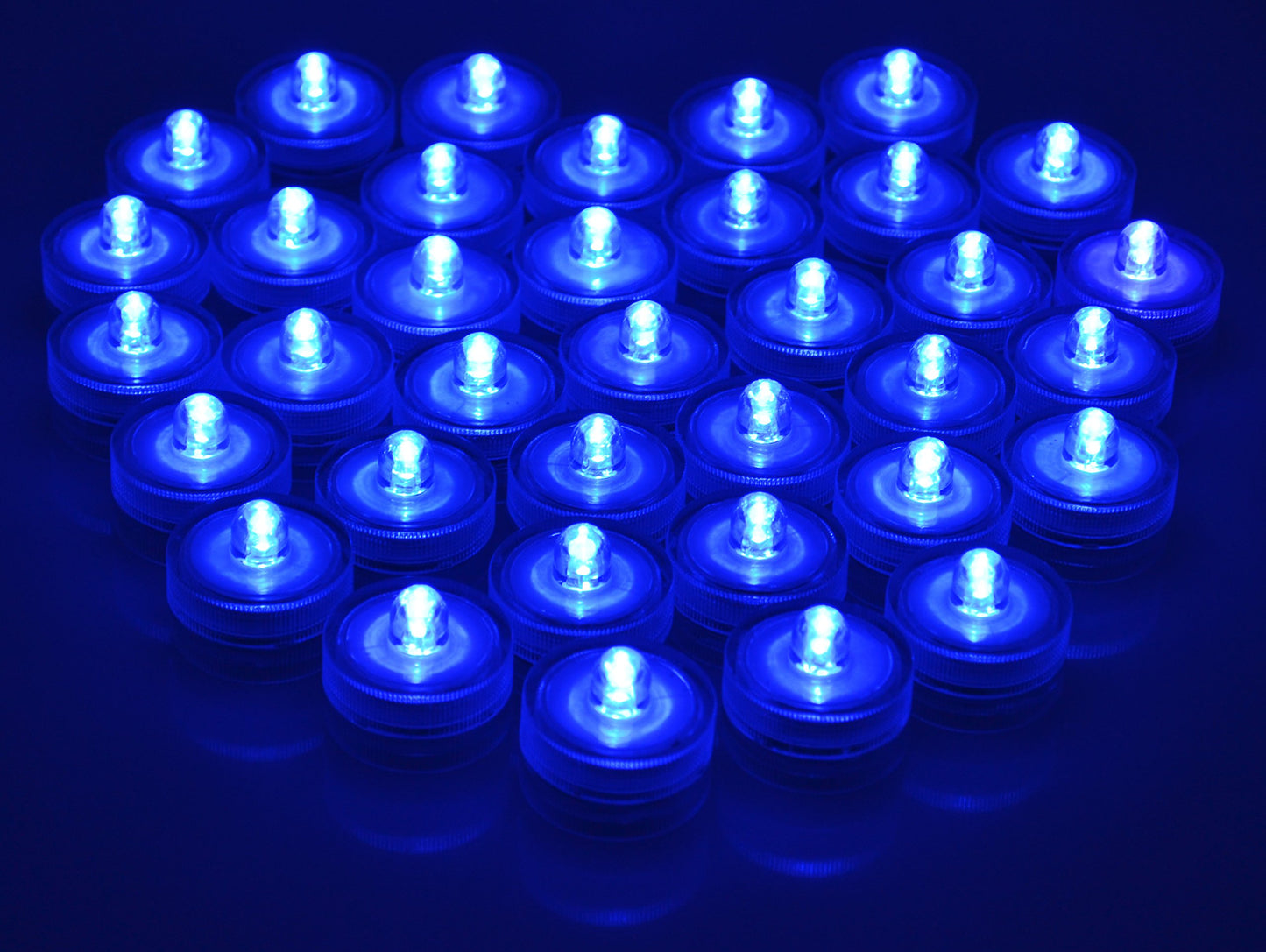 Samyo Set of 36 Waterproof Wedding Submersible Battery LED Tea Lights Underwater Sub Lights- Wedding Centerpieces Party Decorate (Blue)