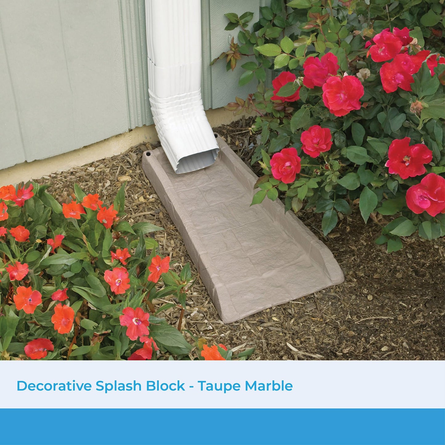 Suncast SB24 Rain Gutter Downspout Splash Block, Light Taupe