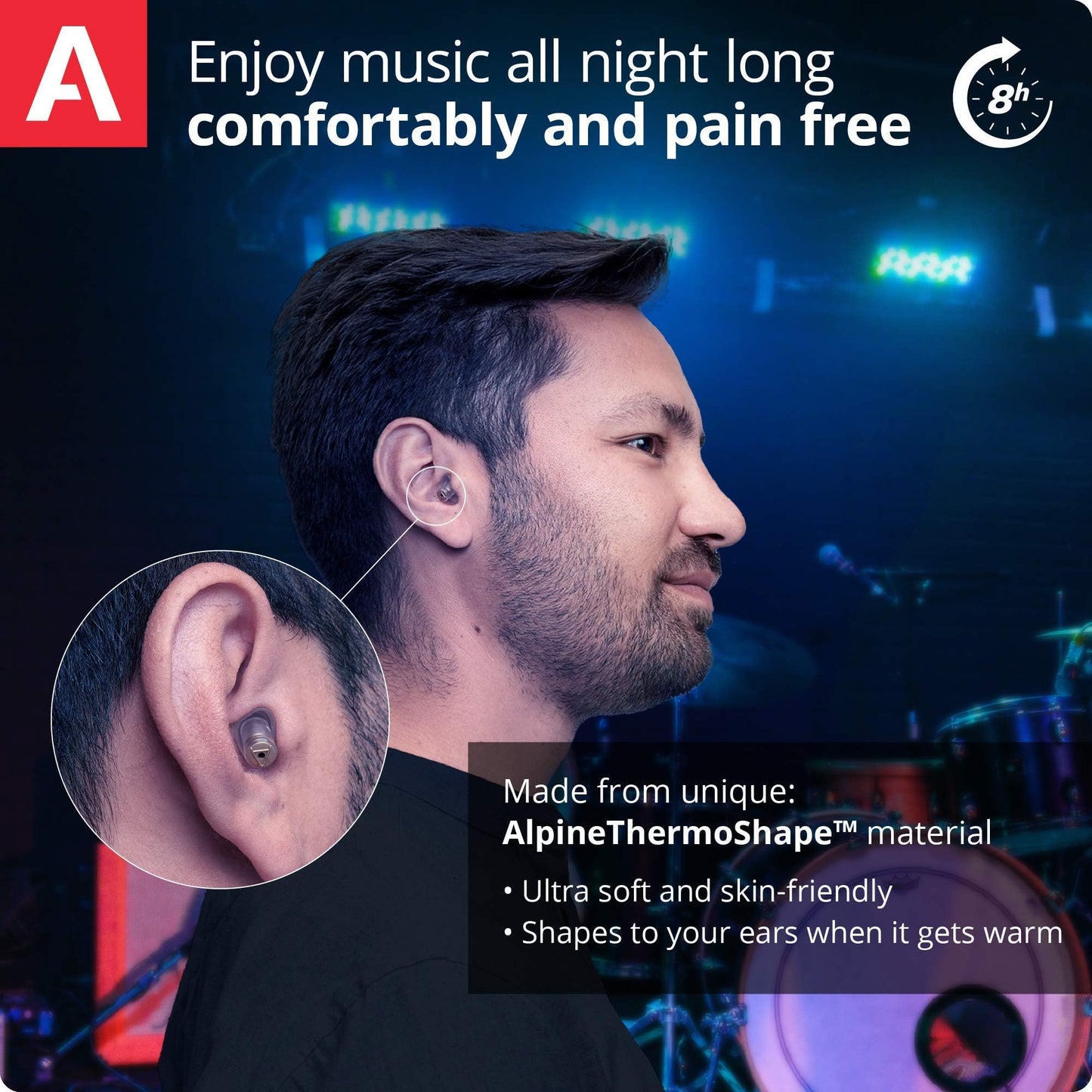 Alpine MusicSafe High Fidelity Music Ear Plugs for Noise Reduction - 2 Interchangeable Filter Sets - Professional Musician Hearing Protection - Hypoallergenic Reusable Soft Transparent Earplugs