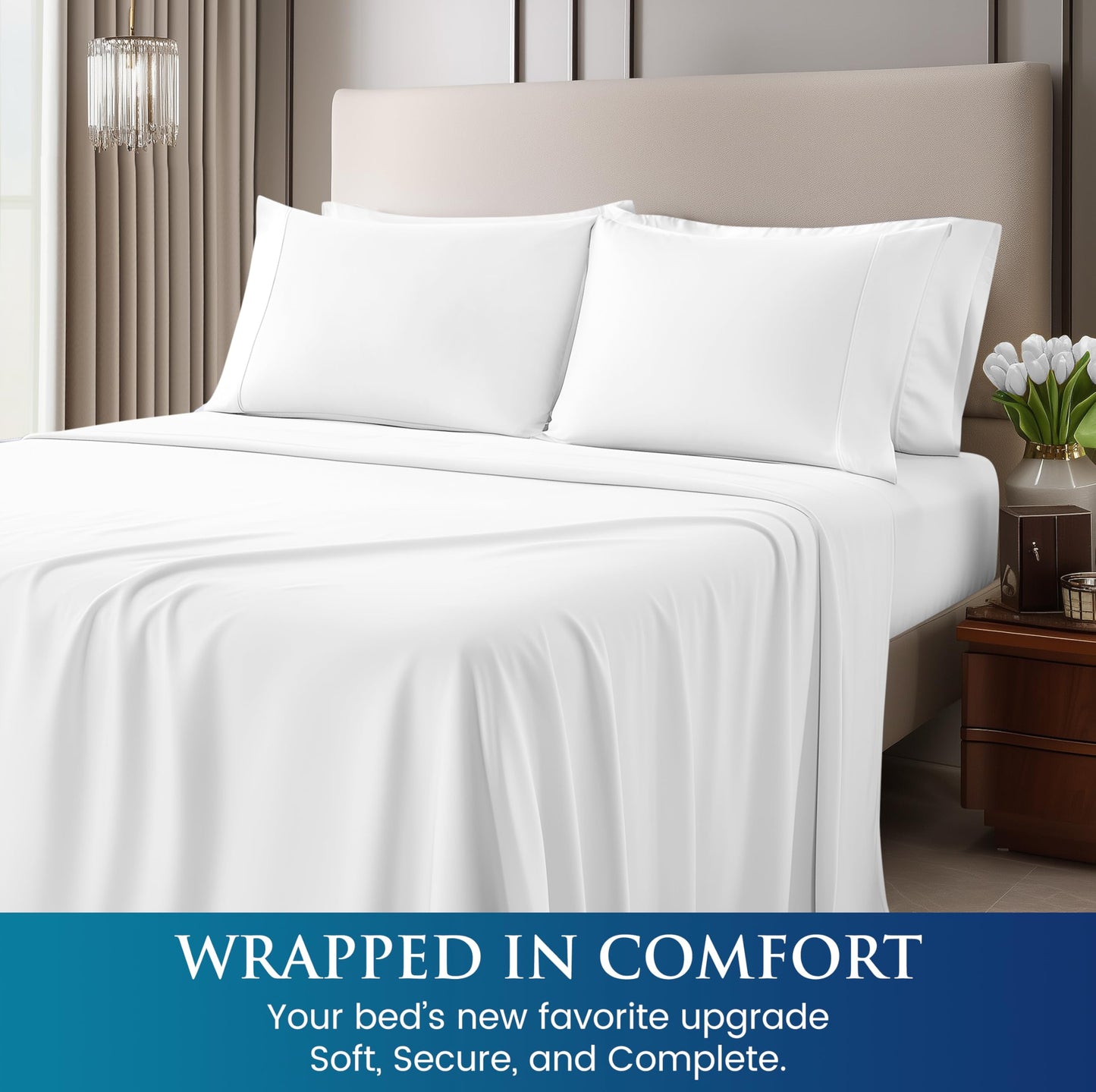 Utopia Bedding King Sheet Set - Brushed Microfiber - Soft Bed Sheets for King Size Bed - Luxury Bedding Sheets with Fitted Sheet, Flat Sheet & 2 Pillow Cases - Deep Pocket (White)