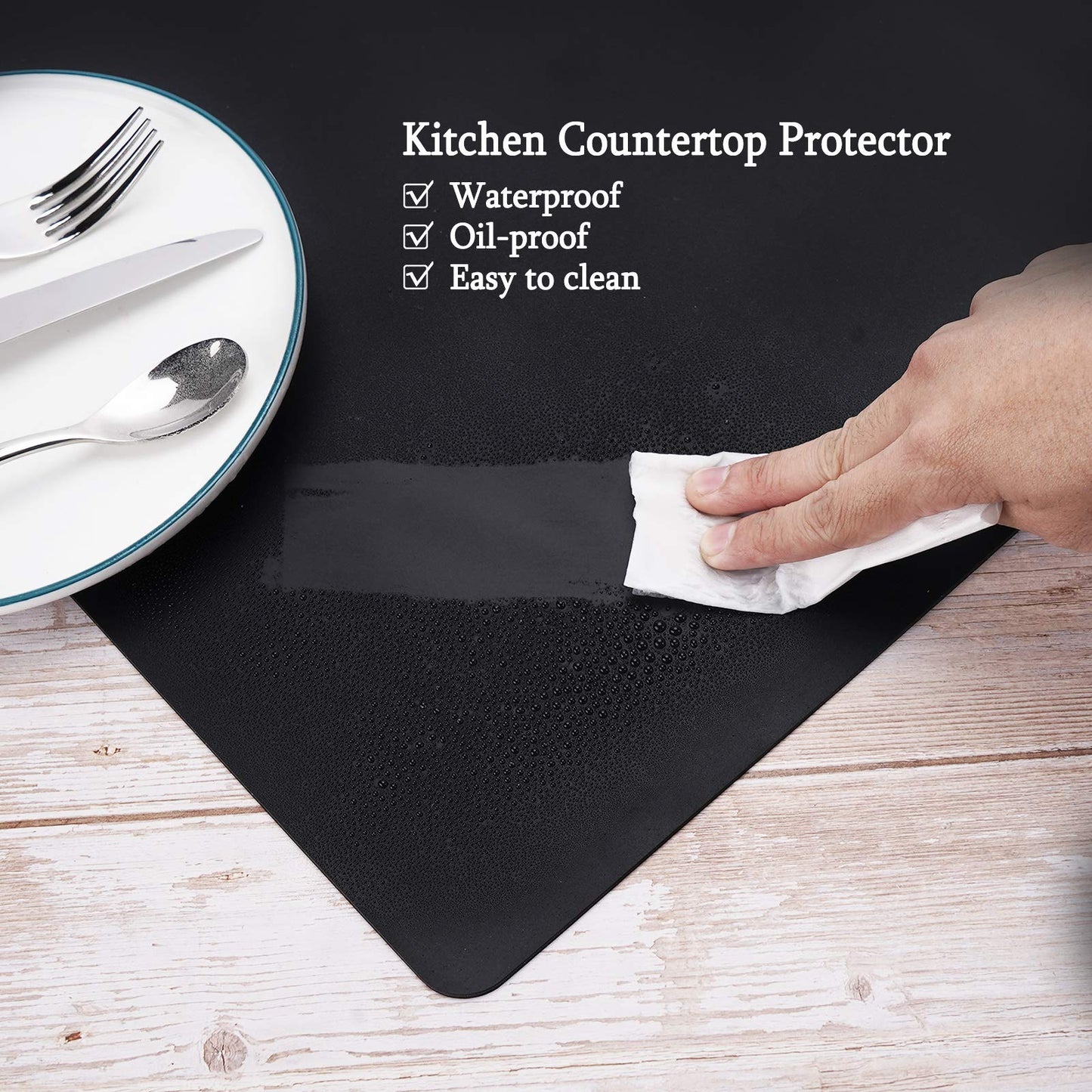 Silicone Mats for Kitchen Counter, Large Silicone Countertop Protector, Nonskid Heat Resistant Desk Saver Pad, Multipurpose Mat, Placemat (XL-28" x 20"x 0.06", Black)