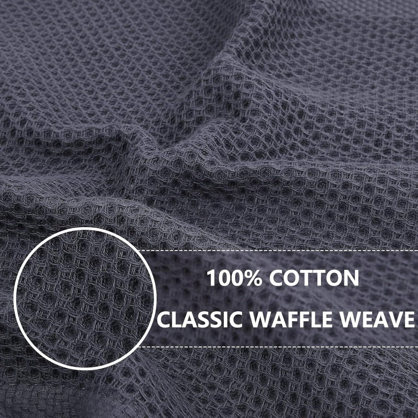 smiry Cotton Kitchen Dish Towels Set– 4 Pack 12x12 Inch & 4 Pack 13x28 Inch Kitchen Towels, 8 Pieces in Total, Ultra Soft Absorbent Quick Drying Dish Cloths Tea Towels, Dark Grey