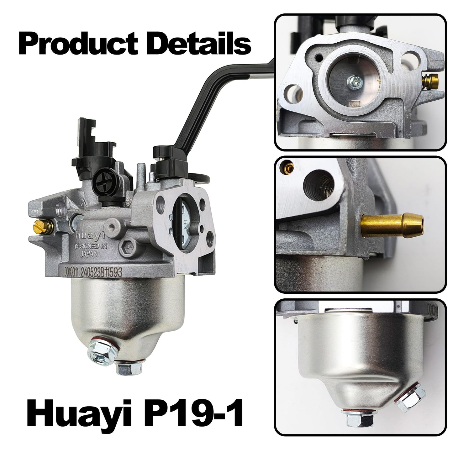 YGQ Huayi P19-1 OEM Generator Carburetor Kit for Champion Predator Honda GX160 Generac 3500 4000 3000 4500 4375 3550 3650 GP 3250 3300 Watt 196cc 208cc 212cc 2cc 2cc cc 2cc