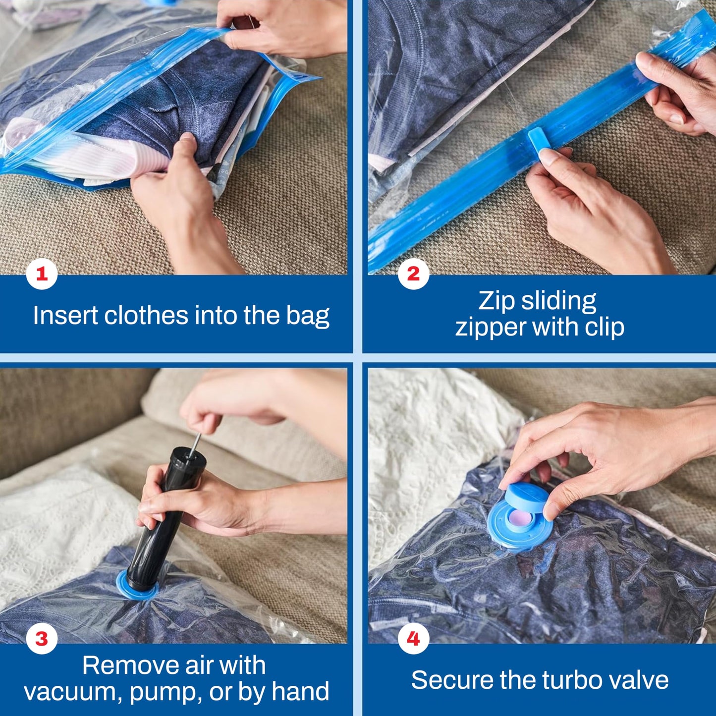 Spacesaver Vacuum Storage Bags Small 10-Pack - Vacuum Seal Bags for Clothing, Comforters, Blankets, and Bedding - 60 x 40 cm Space Saver Bags for Travel and Home Organization with Hand Pump Included