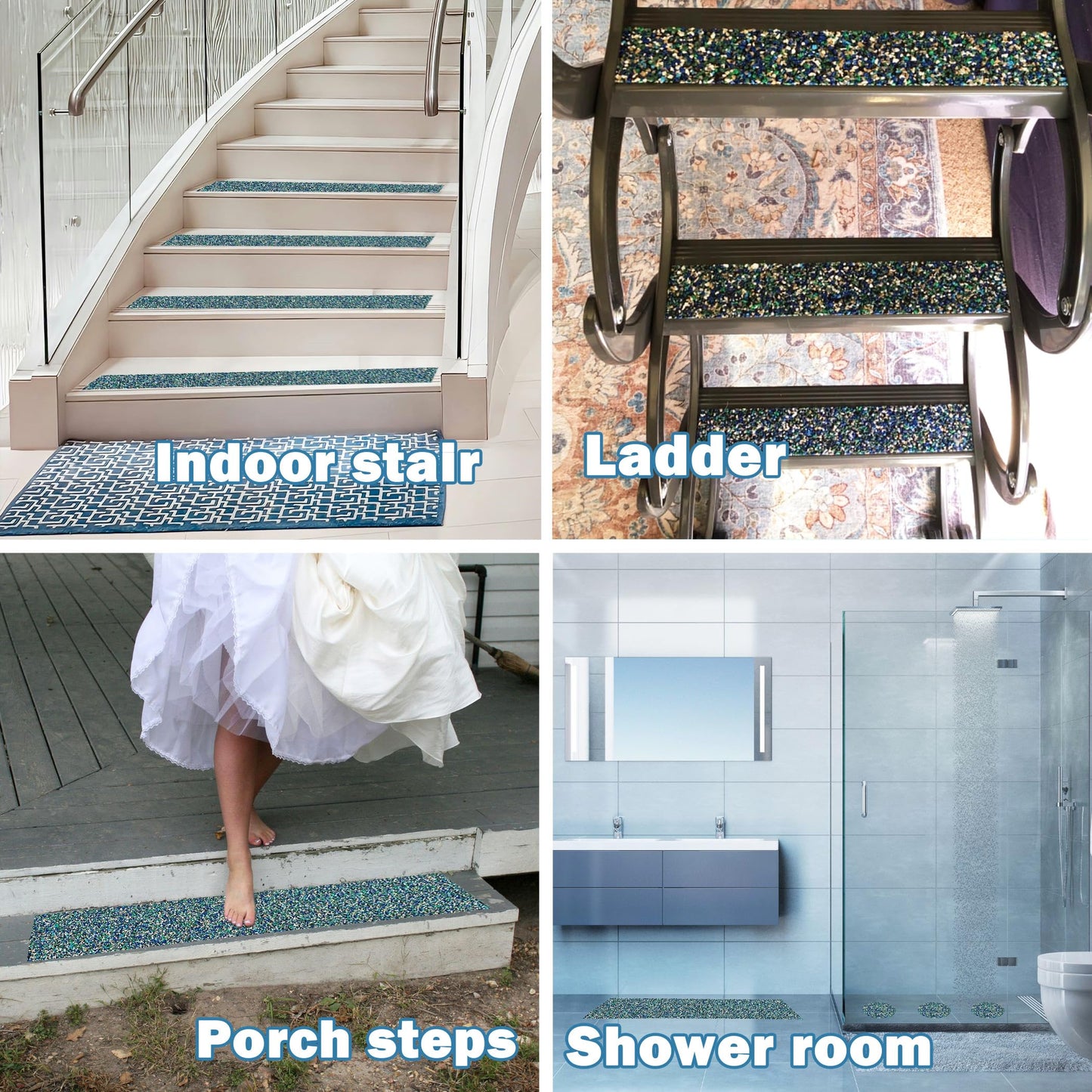 CHUANGSEED Heavy Duty Anti-Slip Tape Blue 4" x 15ft Multi-Purpose Heavy Duty, Outdoor/Indoor Waterproof, Safety Anti-Slip Tape for Stair Tread Traction,Trail,Bathroom,Blue