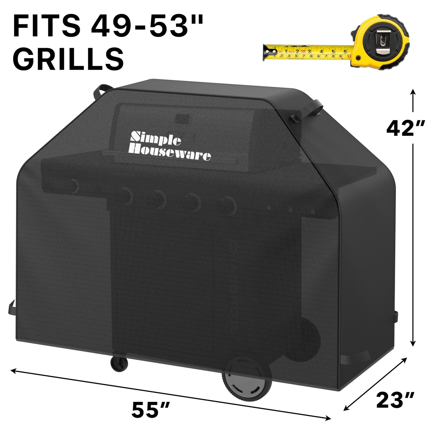 Simple Houseware 55-inch Heavy Duty BBQ Grill Cover, 600D Polyester Waterproof, Weather-Resistant