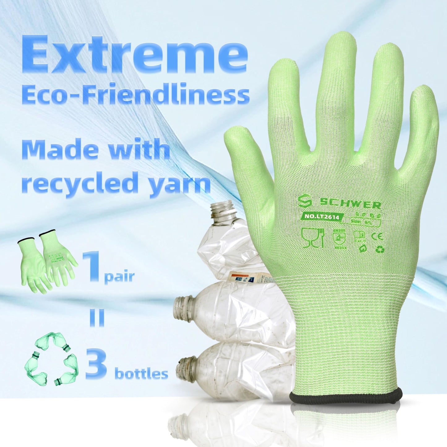 Schwer 12 Pairs Gardening Gloves, Water-based PU Coating, Ultimate Environmental Safety, Comfortable and Breathable Garden Gloves for Men and Women, Working Gloves for DIY, Outdoor Activities, M