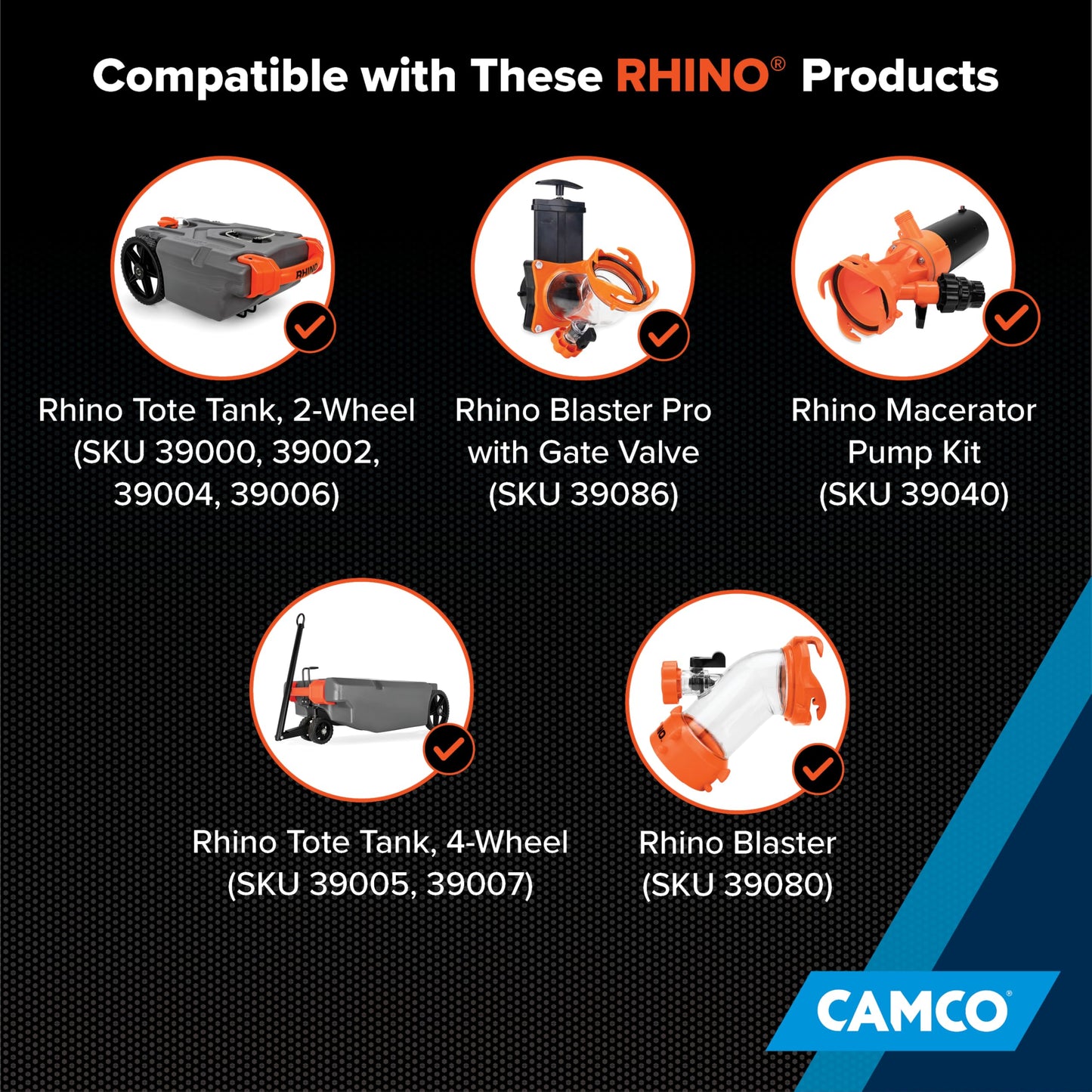 Camco 22990 25ft RhinoFLEX 5/8 inch ID Gray/Black Water Tank Clean Out Hose | Ideal for Flushing Black Water, Grey Water or Tote Tanks, Orange