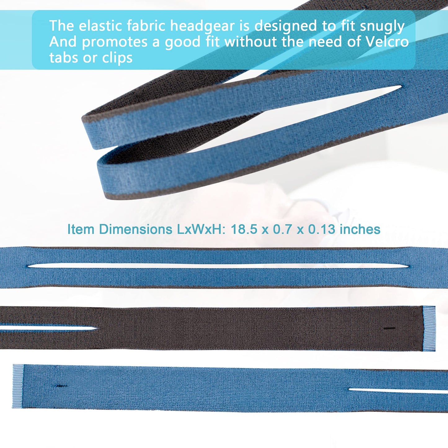 Airfit P10 Headgear Straps Replacement CPAP Nasal Headgear Quick Fit Elastic Headgear for Airfit P10 Airsense 10 Pillow System - Standard Blue//Grey (2-Pack)