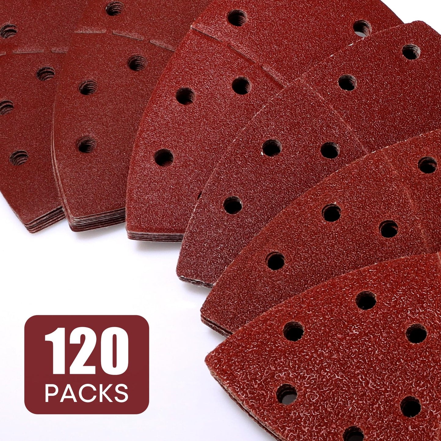 SHALL 120-Piece Mouse Sander Pads, Detail Sander Sandpaper, Palm Sander Sandpaper, Assorted Grits, 40, 60, 80, 120, 180 & 240 Mixed Grits Included, Suitable for Sander