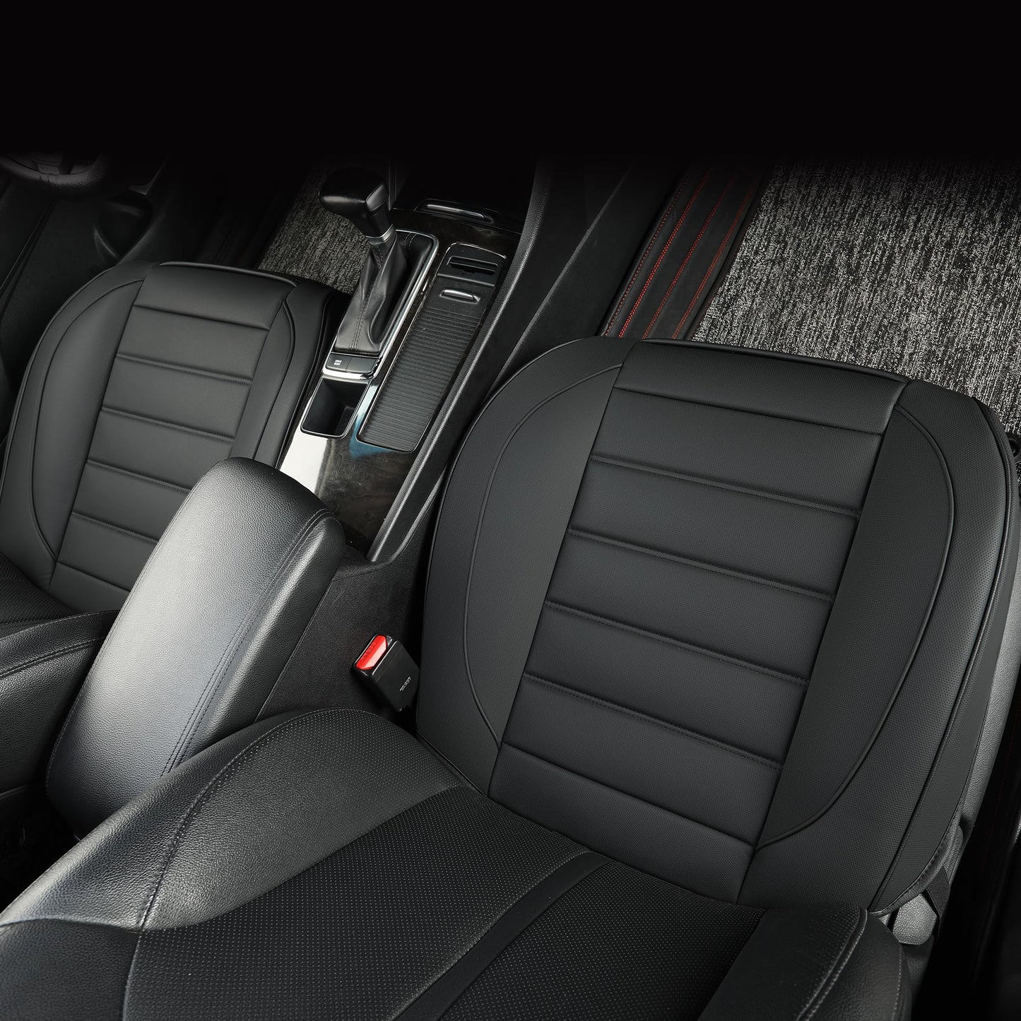 Vankerful Leather Front Car Seat Covers,Bottom Seat Covers for Cars,Driver Car Seat Cushion Cover,Waterproof,Anti-Slip,Full Wrap,for Most Vehicles,Sedan,Truck,SUV (Black, 1 PC, Parallel)