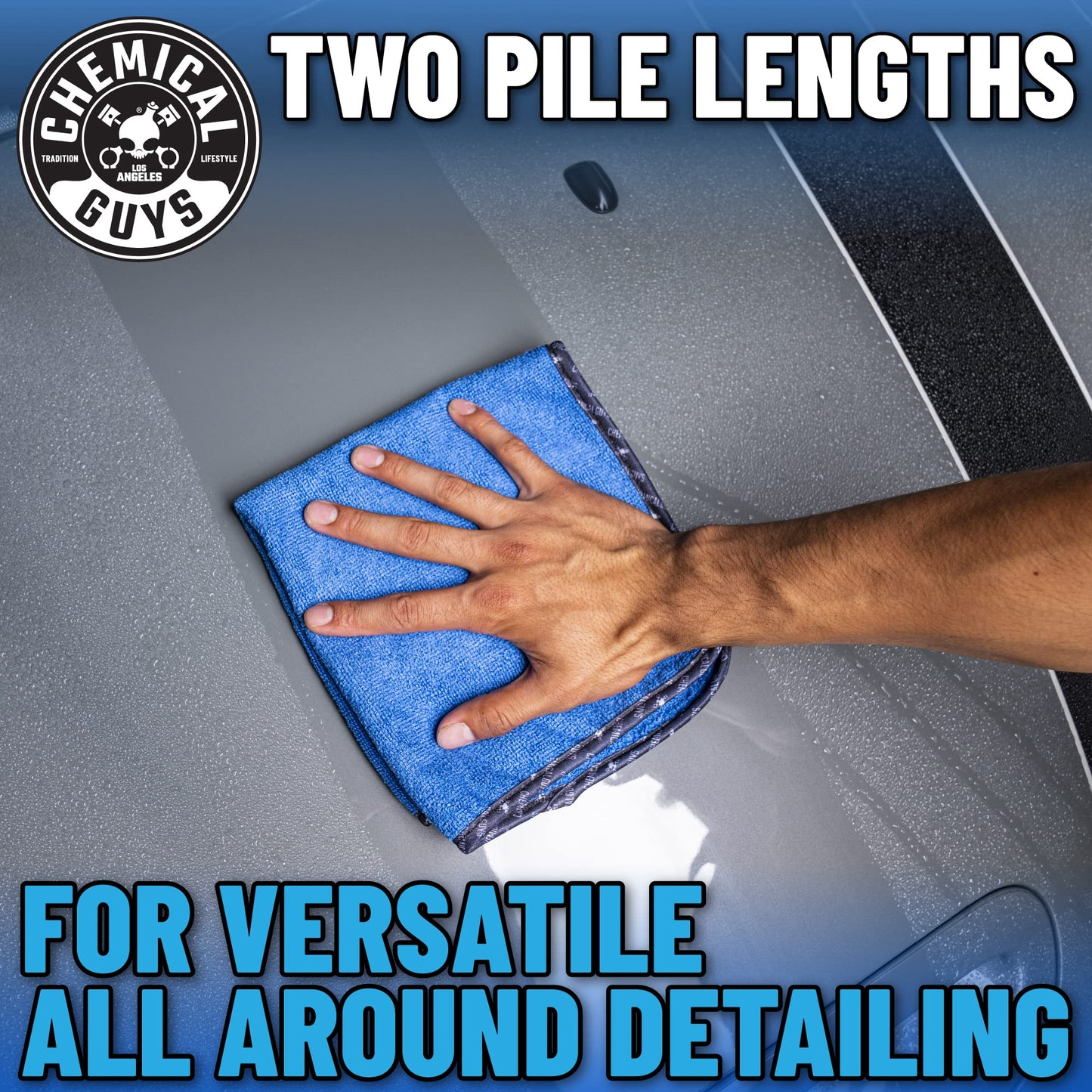 Chemical Guys Professional Grade Premium Microfiber Towels, Blue (16" x 16") (Pack of 3) - Safe for Car Wash, Home Cleaning & Pet Drying Cloths