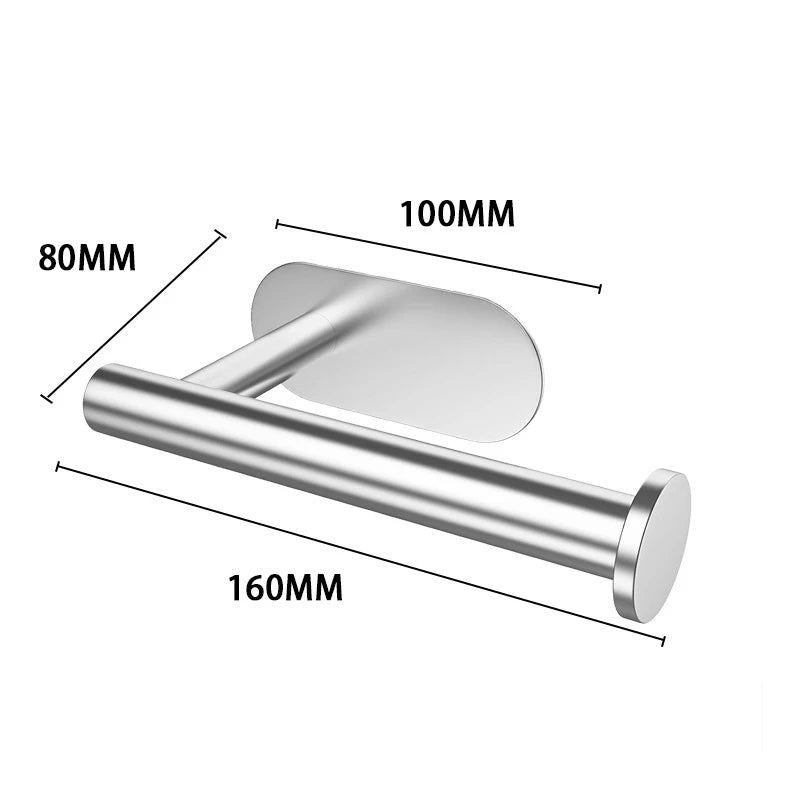 Adhesive Toilet Roll Paper Holder Organizer Wall Mount Storage Stand Kitchen Bathroom No Drill Tissue Towel Dispenser Stainless