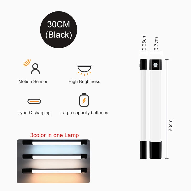 LED Closet Lights Motion Sensor Lamp Wireless Rechargeable Cabinet Night Light For Kitchen Bedroom Wardrobe Sensor Night Lamp