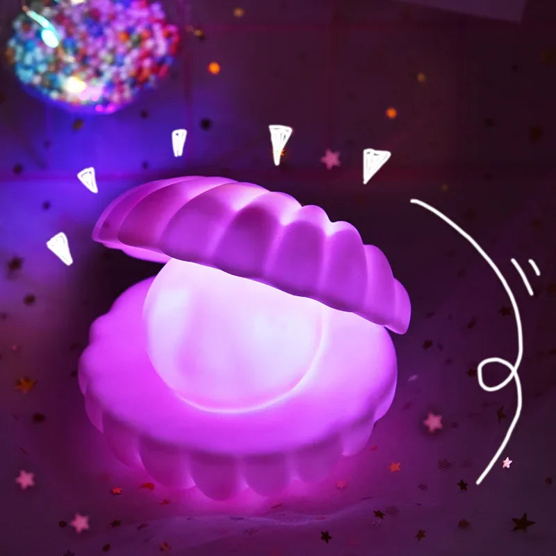 Led Pearl Shell Night Lights for Baby Kids Children Bedroom Decorate Desk Lights Nursery Toy Lamp Christmas Gifts for New Year