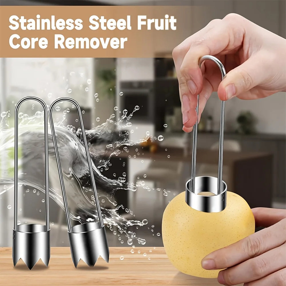 1pc Stainless Steel Fruit & Vegetable Corer Red Pepper Seed Remover Universal Kitchen Gadget for Apple Pear Tomato Pepper