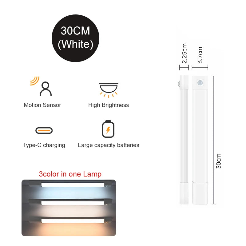 LED Closet Lights Motion Sensor Lamp Wireless Rechargeable Cabinet Night Light For Kitchen Bedroom Wardrobe Sensor Night Lamp
