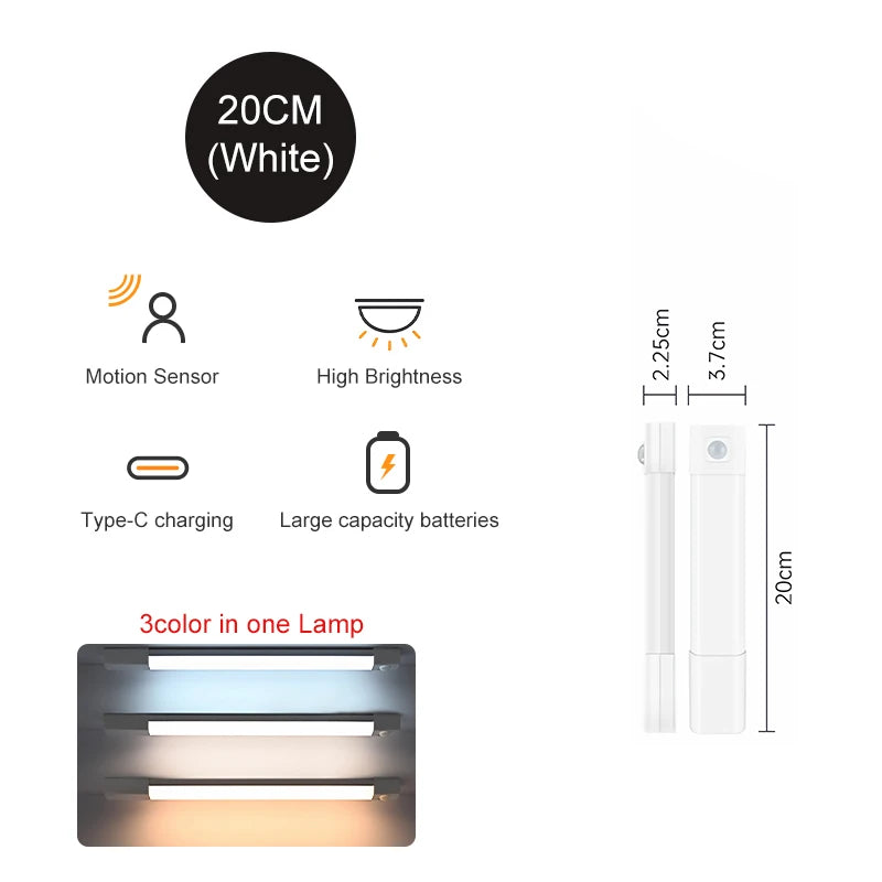 LED Closet Lights Motion Sensor Lamp Wireless Rechargeable Cabinet Night Light For Kitchen Bedroom Wardrobe Sensor Night Lamp