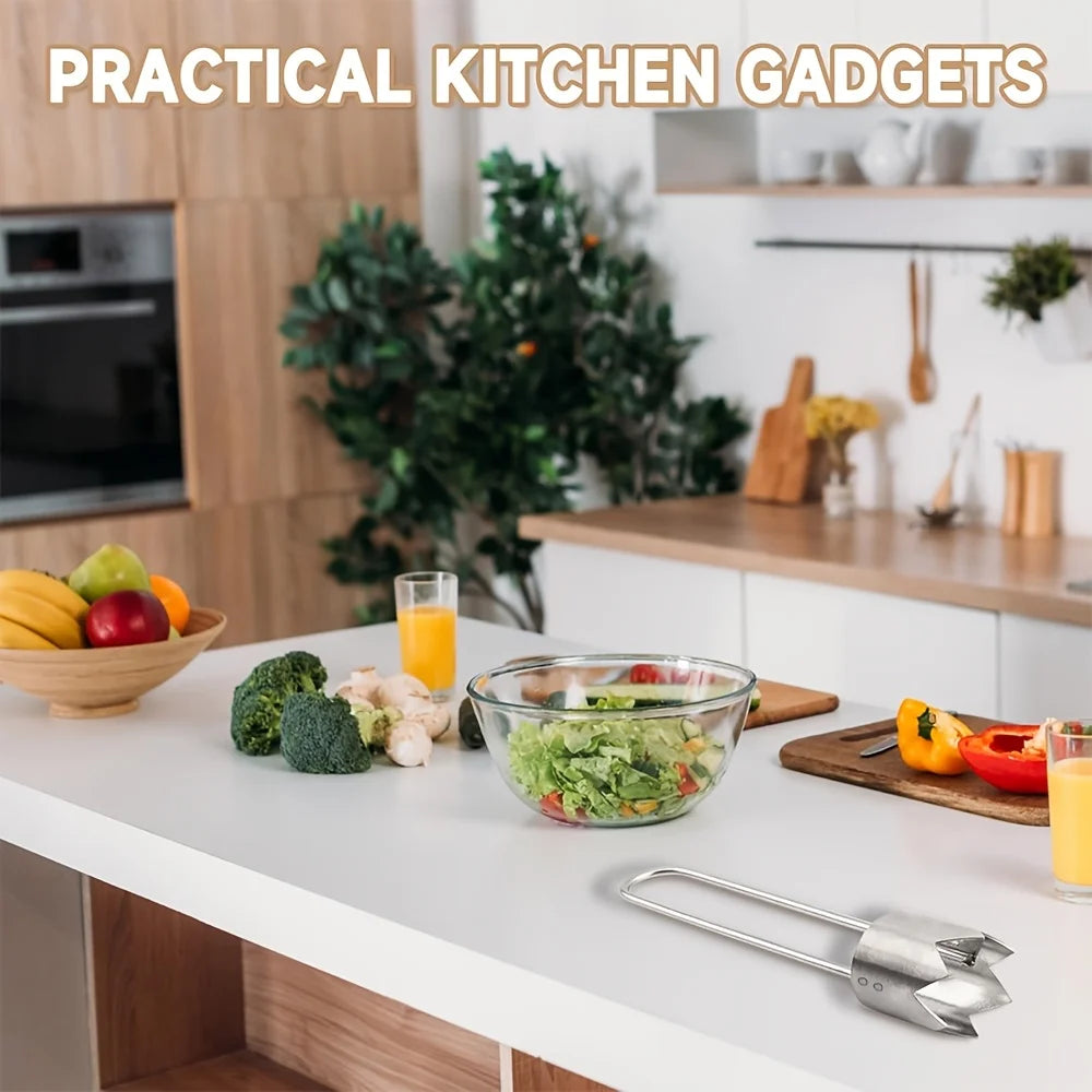 1pc Stainless Steel Fruit & Vegetable Corer Red Pepper Seed Remover Universal Kitchen Gadget for Apple Pear Tomato Pepper
