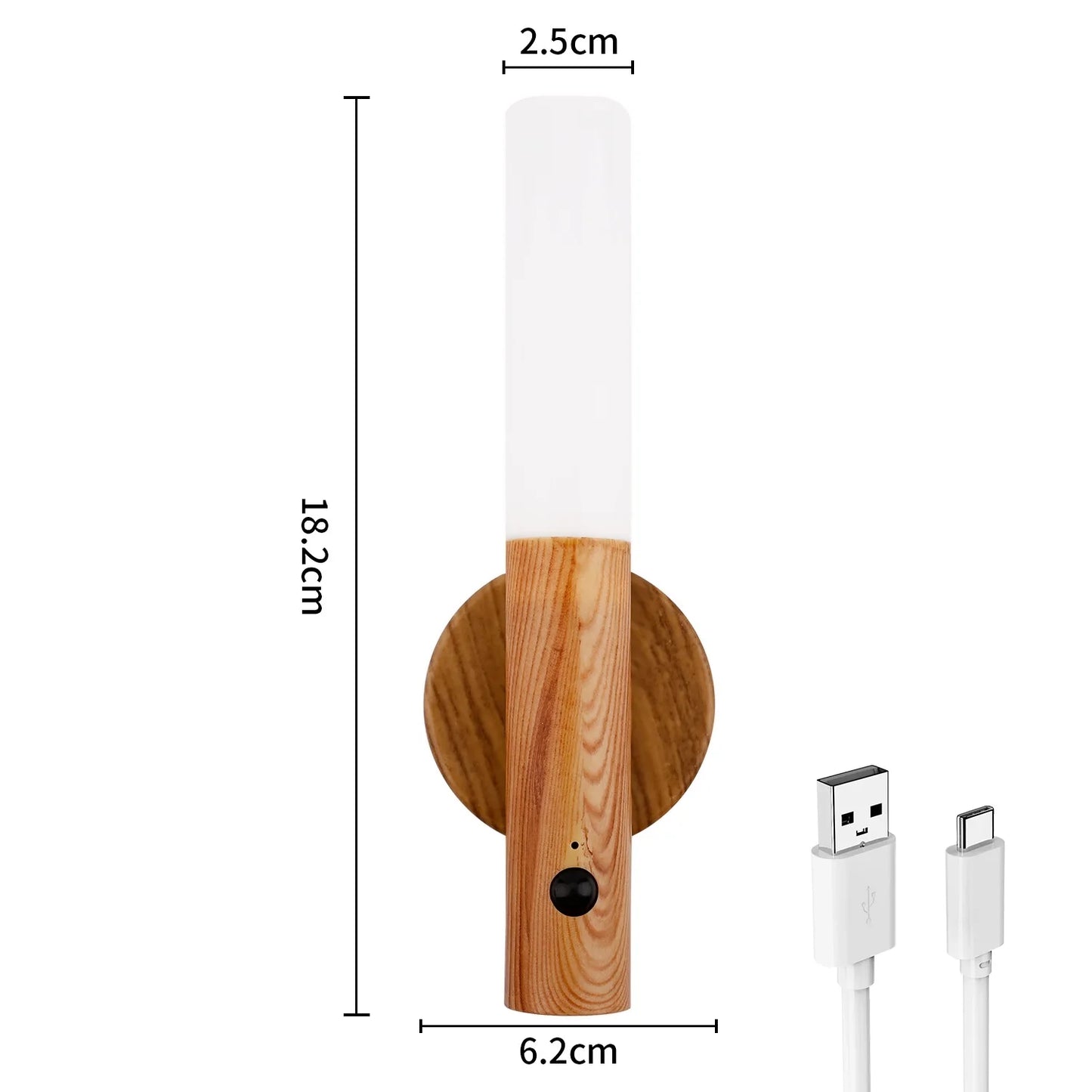 Intelligent Motion Sensor Night Light LED Rechargeable Wooden Magnetic Wall Lamp Atmosphere Human Body Sensing Cabinet Light