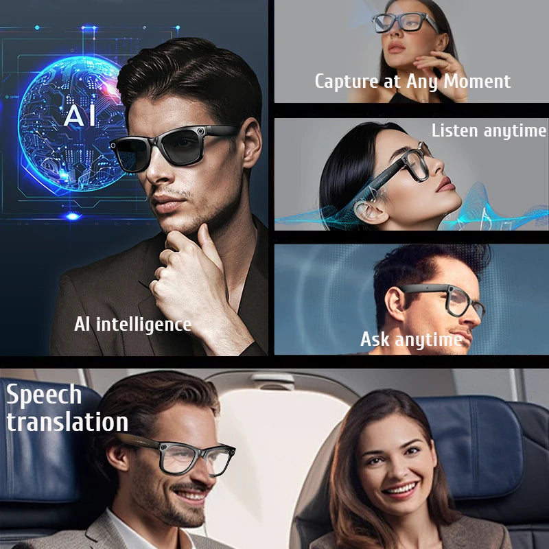 LIGE New Photochromic Lenses Smart Glasses 800W Camera HD Video Recording Bluetooth Call Glasses AI Smart Translation Sunglasses