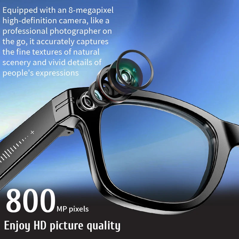 LIGE New Photochromic Lenses Smart Glasses 800W Camera HD Video Recording Bluetooth Call Glasses AI Smart Translation Sunglasses