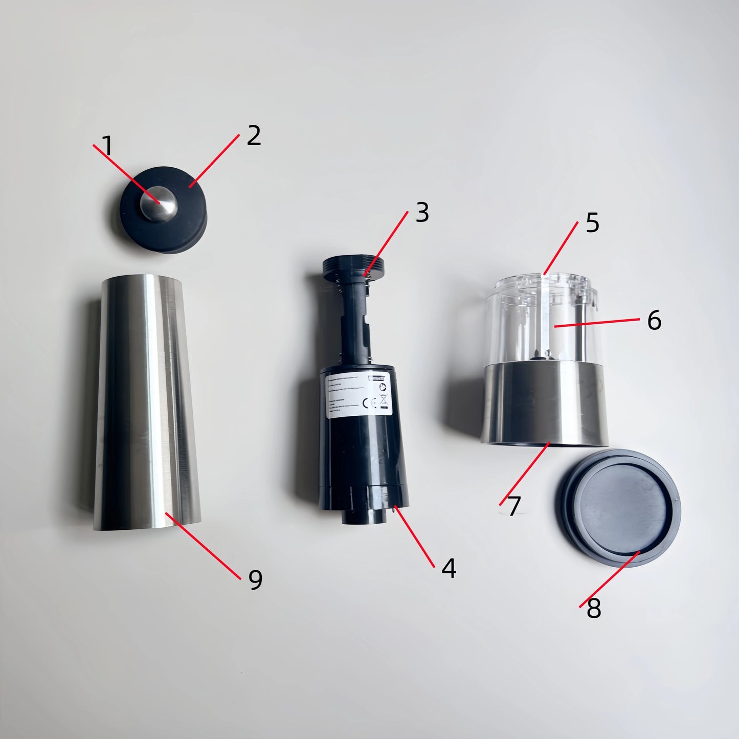 Electric Pepper Grinder Spice Mill Prmium Stainless Steel Grinder with Cover Adjustable Ceramic Core grinder With LED light