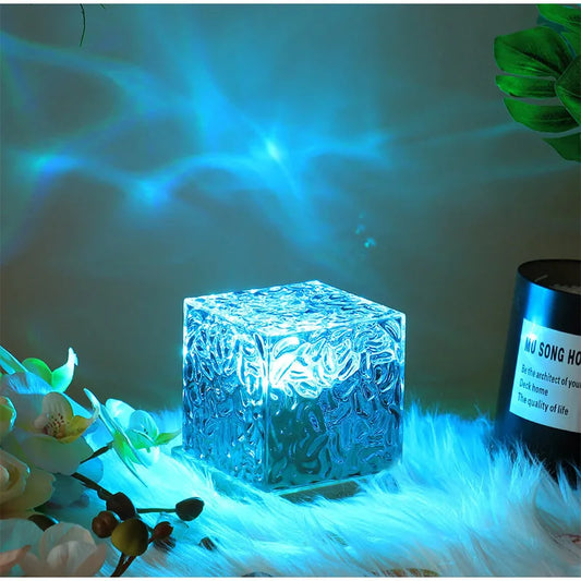 LED Light Dynamic Water Ripple Night Light Bedroom Ambient Light Wall Gaming Room Decor 16 Color Projector Lamp USB Remote Cool
