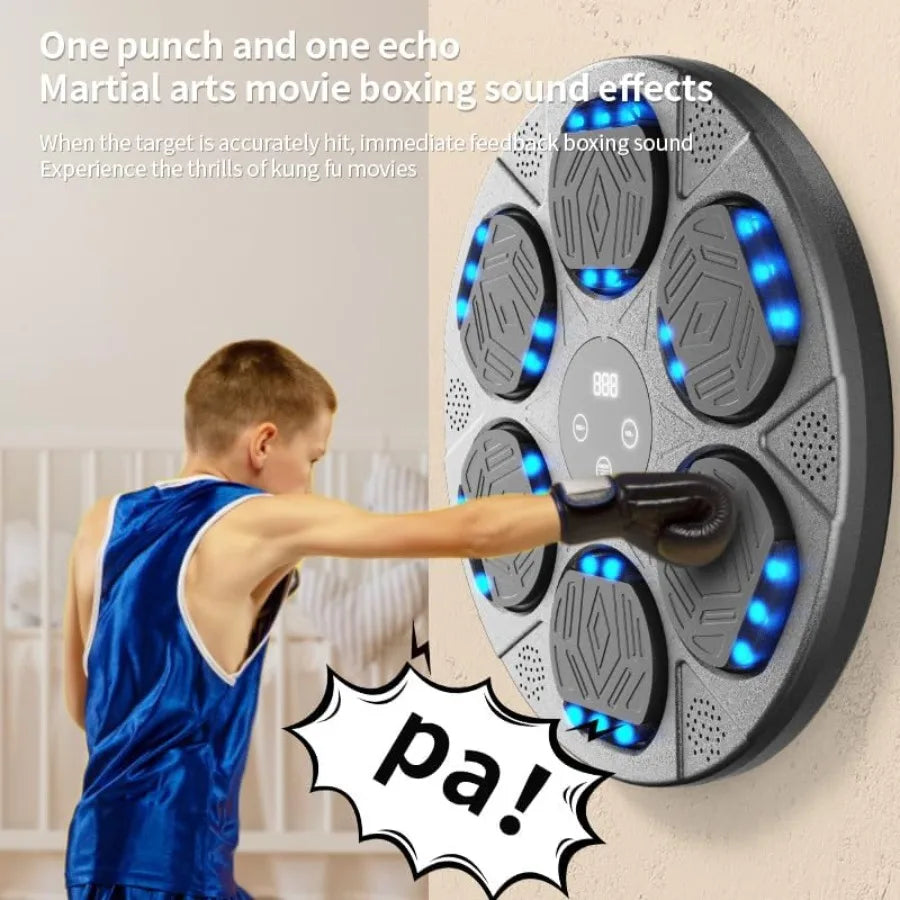 2025 Music Boxing Machine with Boxing Gloves Smart Bluetooth Interactive Wall Mounted Punching Bag with LED Lights for Home Fit