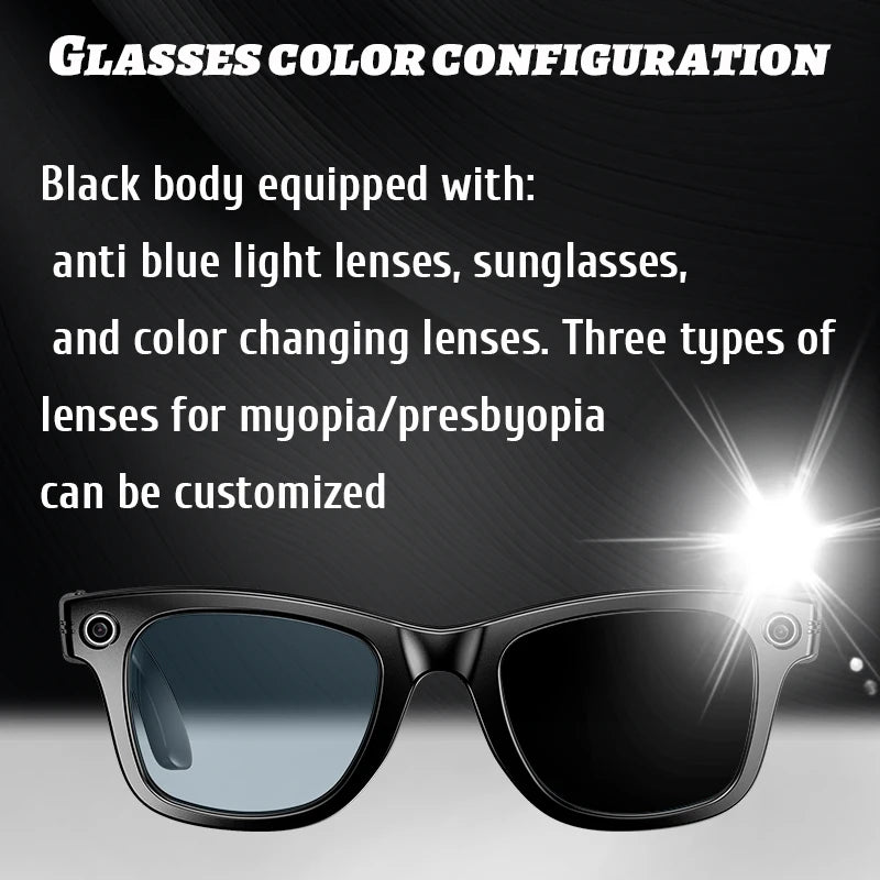 LIGE New Photochromic Lenses Smart Glasses 800W Camera HD Video Recording Bluetooth Call Glasses AI Smart Translation Sunglasses