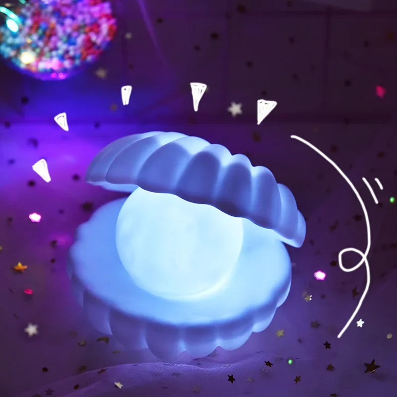 Led Pearl Shell Night Lights for Baby Kids Children Bedroom Decorate Desk Lights Nursery Toy Lamp Christmas Gifts for New Year