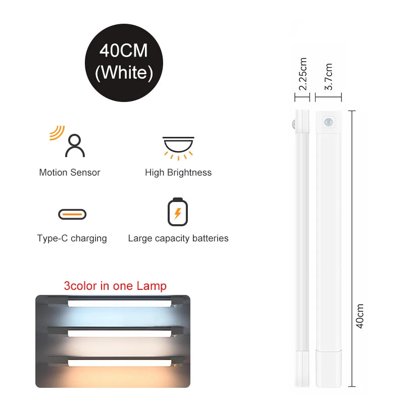 LED Closet Lights Motion Sensor Lamp Wireless Rechargeable Cabinet Night Light For Kitchen Bedroom Wardrobe Sensor Night Lamp