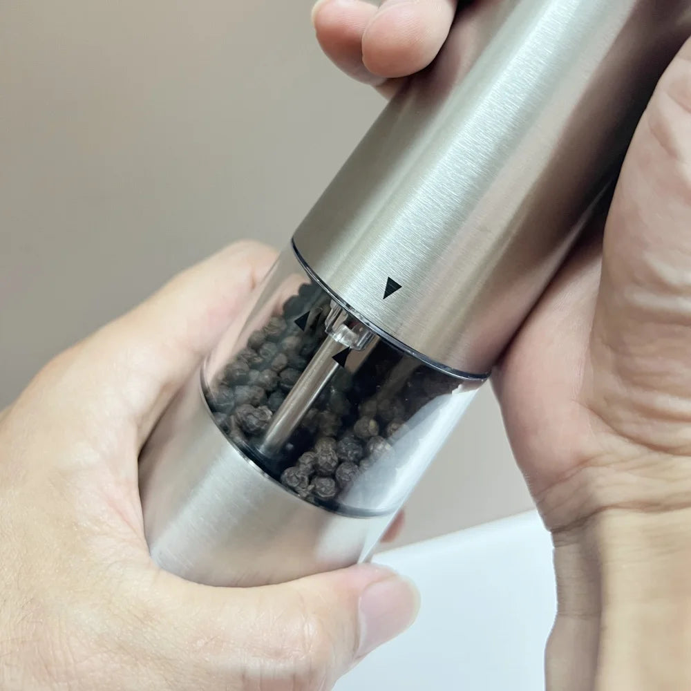 Electric Pepper Grinder Spice Mill Prmium Stainless Steel Grinder with Cover Adjustable Ceramic Core grinder With LED light