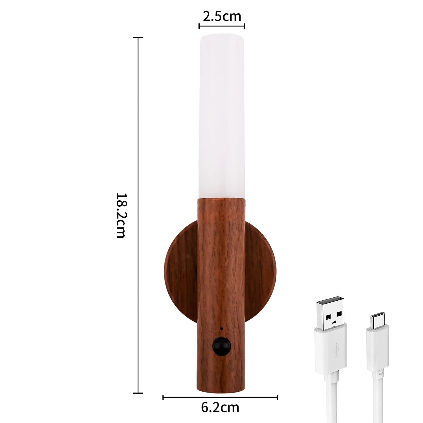 Intelligent Motion Sensor Night Light LED Rechargeable Wooden Magnetic Wall Lamp Atmosphere Human Body Sensing Cabinet Light