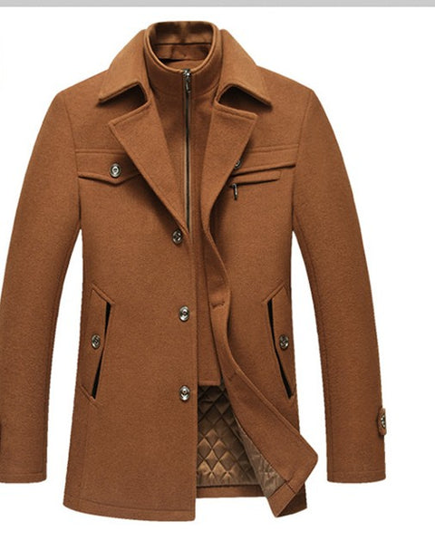 Men Woolen Coats Winter Slim Fit Warm Overcoats