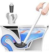 Upgraded Toilet Plunger with Holder, Wall Mounted Toilet Bowl Plunger with Hideaway Caddy, Dual Handle Plunger for Bathroom Built-in Drip Tray, RV Bathroom Accessories